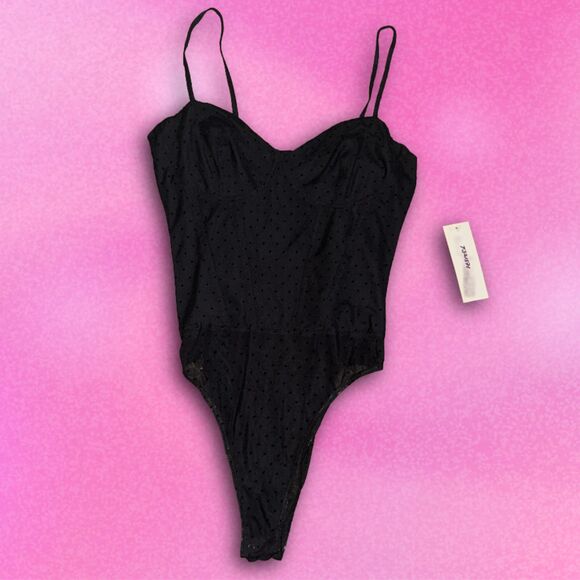 Size Small NWT Black Polkadot Bodysuit - Picture 1 of 4